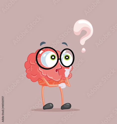 Funny Brain Having Questions Vector Cartoon