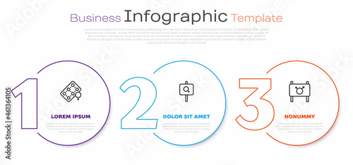 Set line Packaging of birth control pills, Feminist activist and . Business infographic template. Vector