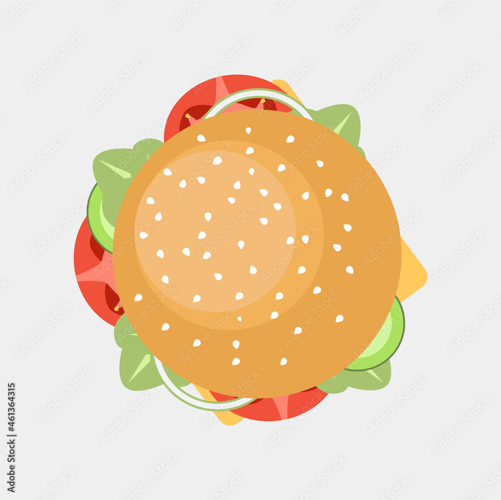 vector hamburger from top, vector hamburger from top view, hamburger