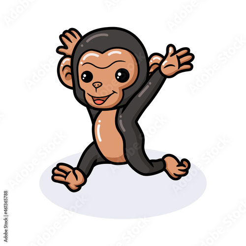 Cute baby chimpanzee cartoon running