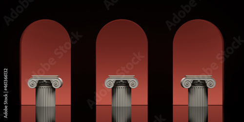 classic luxury cosmetic background. podium and arch for branding and product presentation.3d rendering illustration.