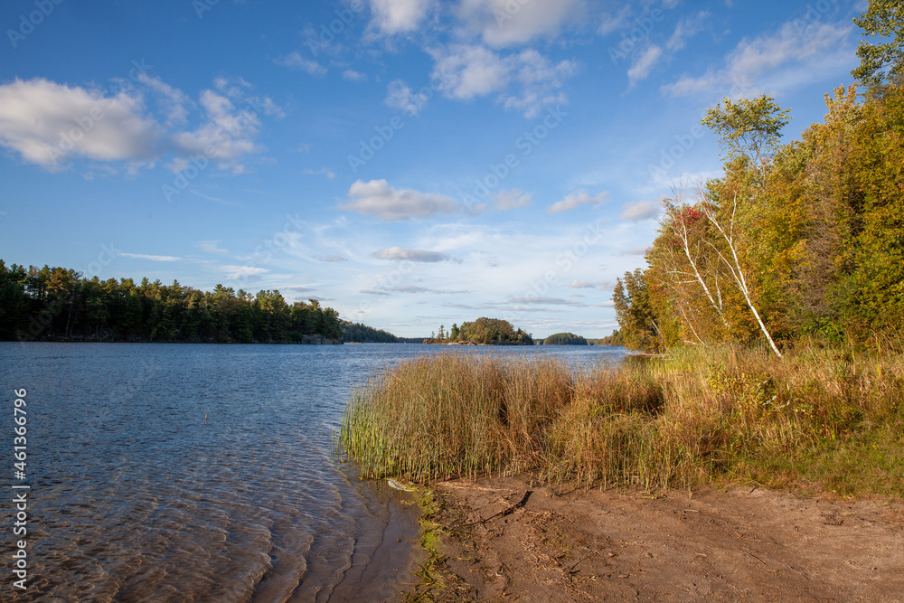 Sunny autumn scenic lake