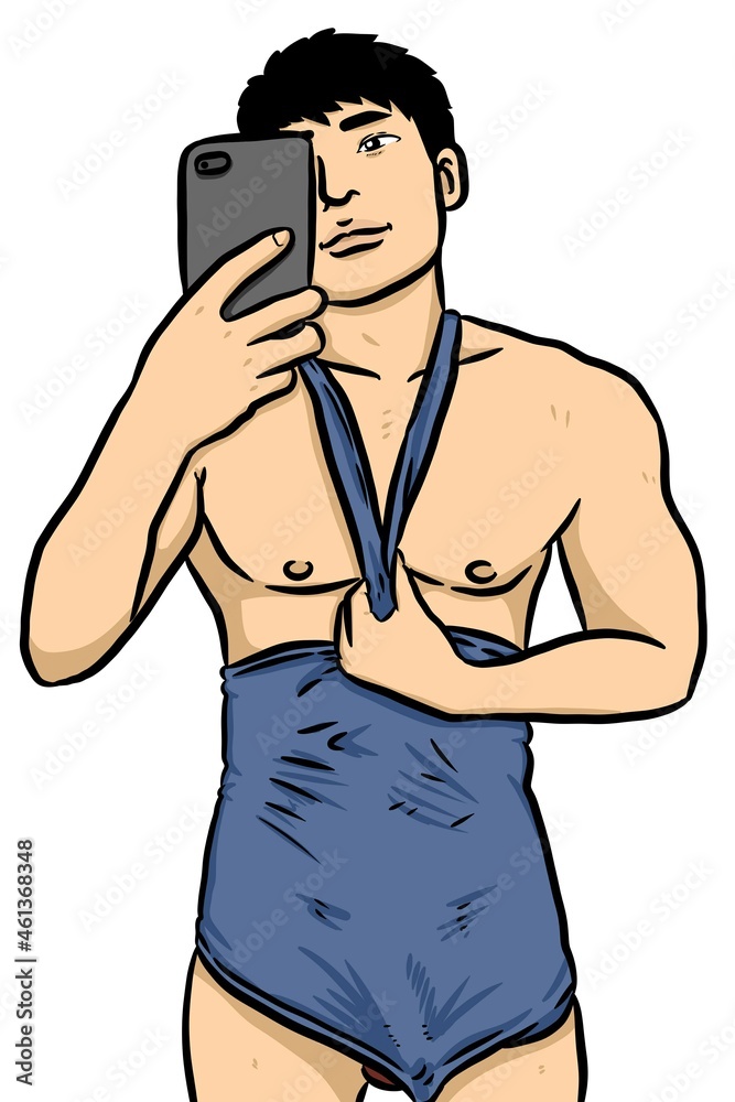 Fototapeta premium cute man cartoon on white background