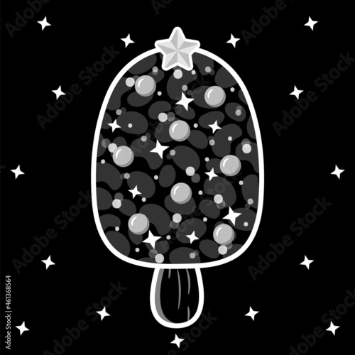 Christmas ice cream tree sticker drawing