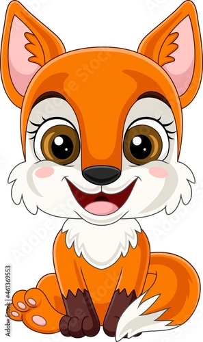 Cartoon cute little fox sitting