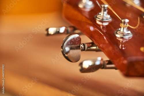 Acoustic guitar pins. Close-up horizontal image.