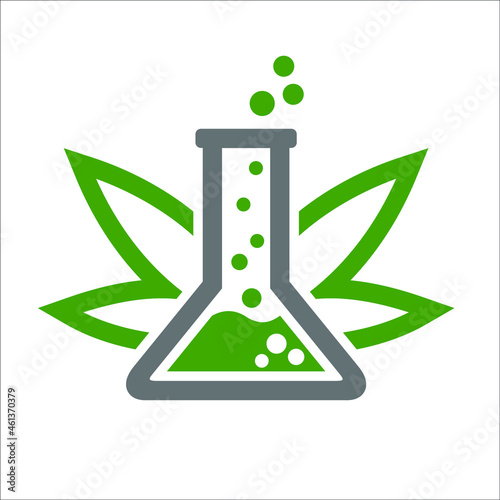 cannabis or marijuana with glass lab in the middle