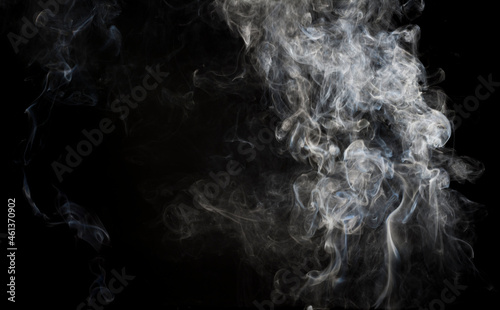 White fog or smoke collection on black background