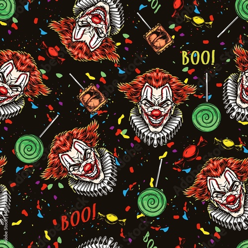 Halloween party vintage colorful seamless pattern