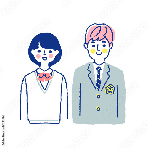 制服姿の男女