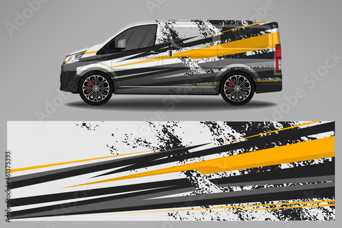 Wrap car vector design decal. Graphic abstract line racing background design for vehicle, race car, rally, adventure livery camouflage.