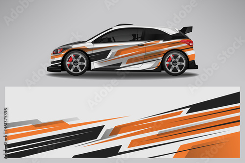 Wrap car vector design decal. Graphic abstract line racing background design for vehicle, race car, rally, adventure livery camouflage.