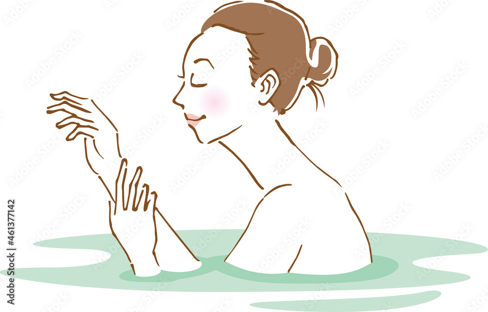 入浴中にスキンケアをしている女性のイメージイラスト 手描き Stock ベクター Adobe Stock