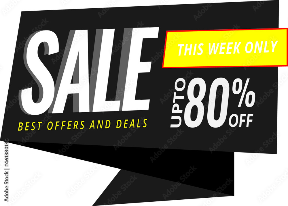 sale template vector style. 80% up to off sale banner
