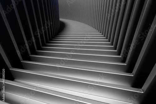 3D illustration dark ascending staircase goes  down. Business growth  progress and achievement creative concept