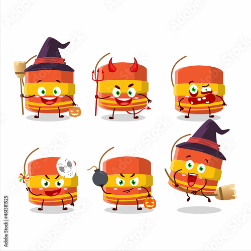 Halloween expression emoticons with cartoon character of cylindrical firecracker