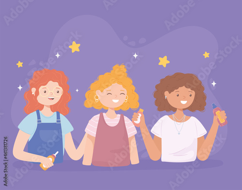 cartoon women curly hair