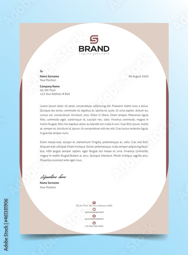 letterhead, modern creative abstract red letterhead template, lite red gray color round letter head