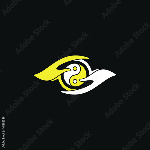 dual meaning logo yin yang and hand 