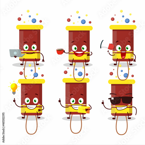 Bubble blaster firework cartoon character with various types of business emoticons