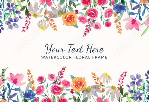 Beautiful floral frame watercolor background
