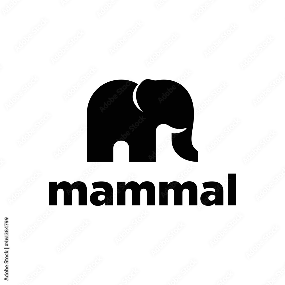 Black and white silhouette elephant logo template