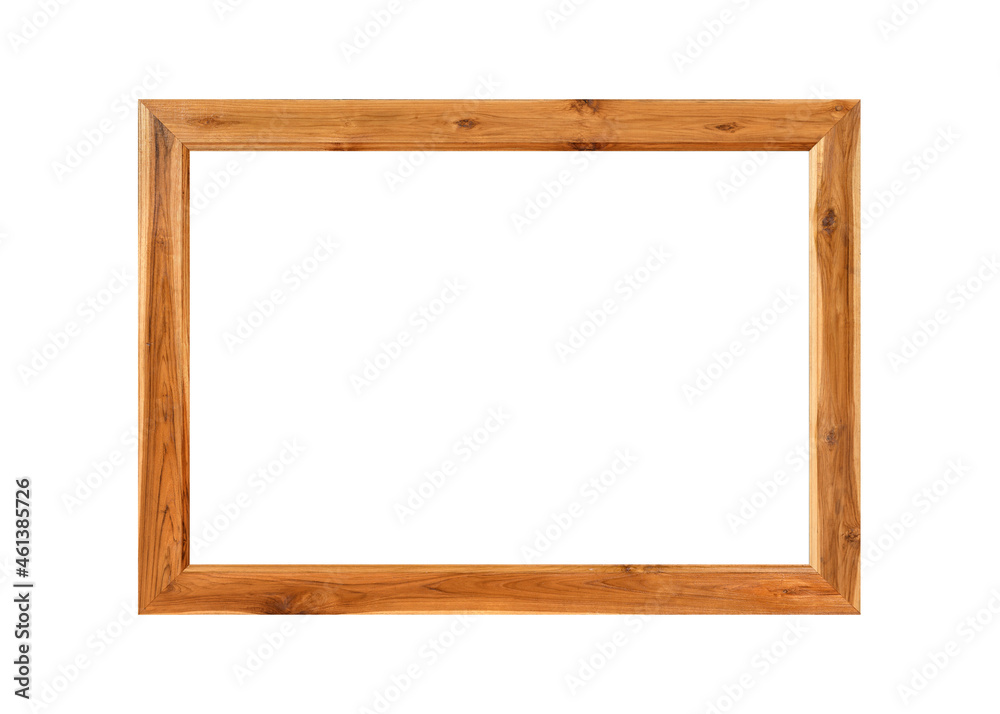 New natural teak (Tectona grandis) wooden frame isolate on white background. Clipping path. New natural teak (Tectona grandis) wooden frame isolate on white background. Clipping path.