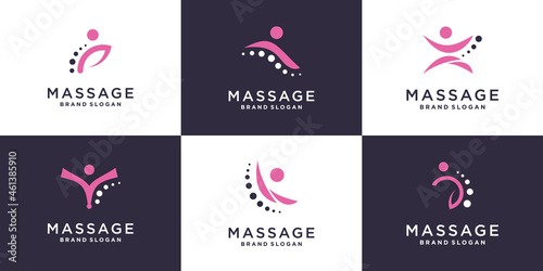Massage logo collection with creative element Premium Vector