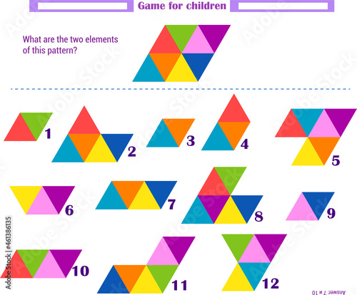  Logic game for children. What elements does the pattern consist of © Ирина Меркулова