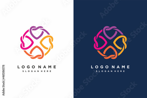 Circle of love hearts. Concept of flower love, care, passion. Vector icon. Share love people flower circle logo vector icon