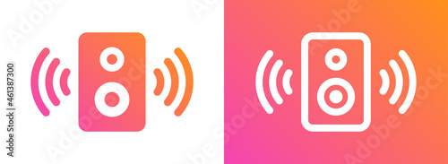 Music speaker icon vector illustration. Loud woofer box symbol