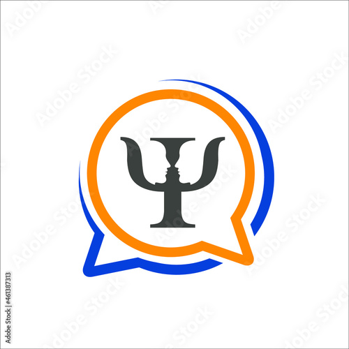 Psy symbol in bubble talk with two faces