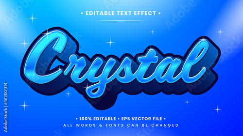 Crystal Blue 3d Text Style Effect. Editable illustrator text style.