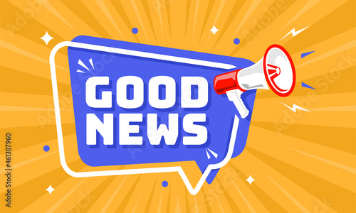 Megaphone with speech bubble and good news announcement