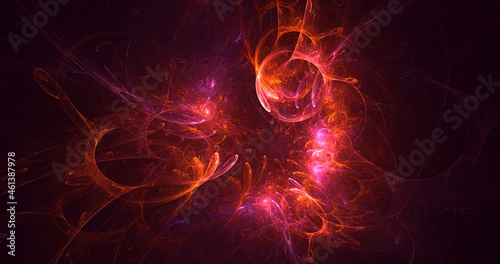 3D rendering abstract multicolor fractal light background