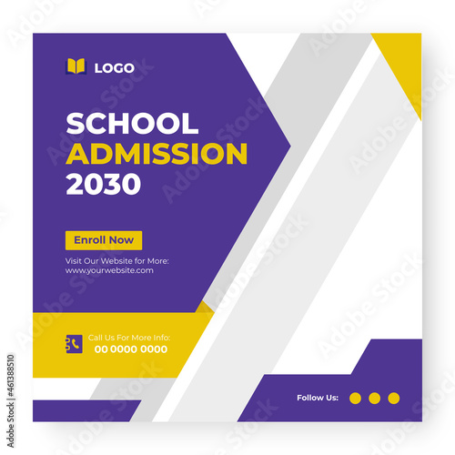Educational, Abroad Studies, Back to School, Kids School Admission, Higher University Admission Vector social media post or square banner template