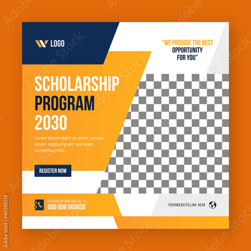 Educational, Abroad Studies, Back to School, Kids School Admission, Higher University Admission Vector social media post or square banner template
