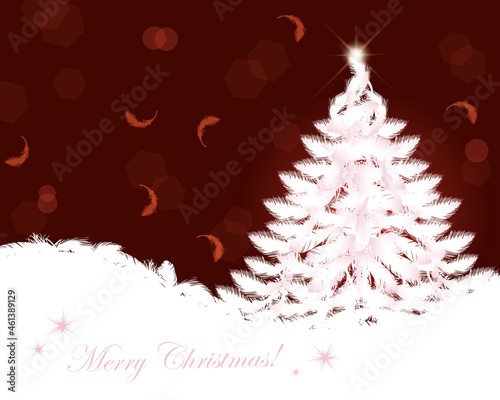 羽根のクリスマスツリーのシルエット