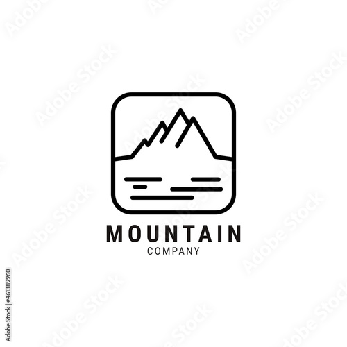 Minimalist Retro Vintage Mountain Adventure Hill design framed on Square