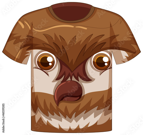 Front of t-shirt with face of owl pattern