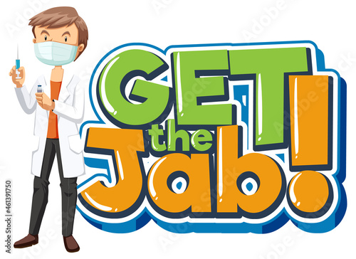 Get the Jab font banner with a male doctor cartoon character
