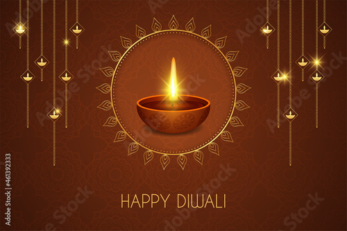 Happy Diwali Greeting with Diya 