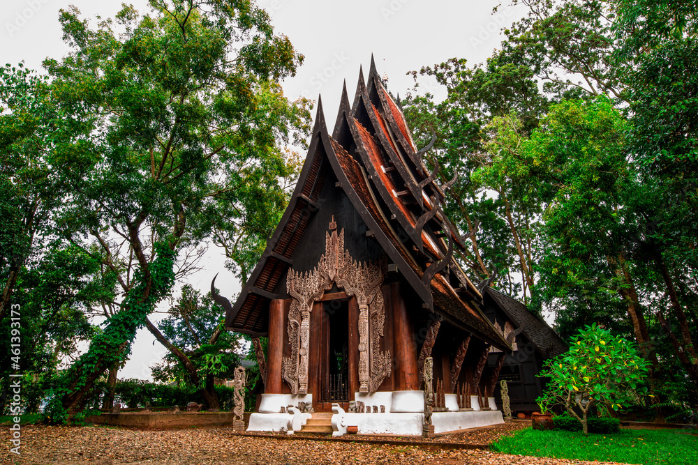 Background of tourist attractions in Chiang Rai of Thailand, Baan Dam or Baan Dam Museum is an art museum. will be a group of wooden houses Lanna Art Strange shaped cement house, Thai style house The Background of tourist attractions in Chiang Rai of Thailand, Baan Dam or Baan Dam Museum is an art museum. will be a group of wooden houses Lanna Art Strange shaped cement house, Thai style house The