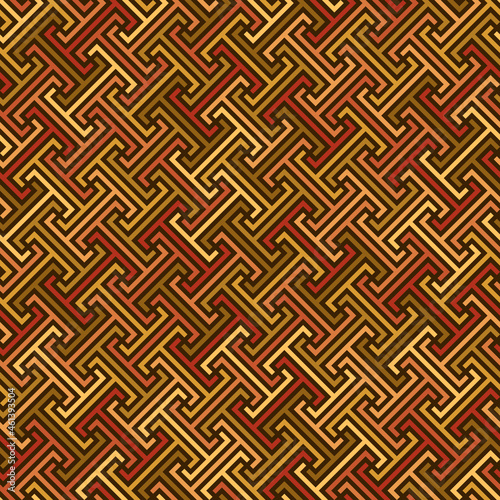 continuous diagonal meander. greek fret repeated motif. vector seamless pattern. geometric repetitive background. color fabric swatch. wrapping paper. stylish texture. design element for textile decor