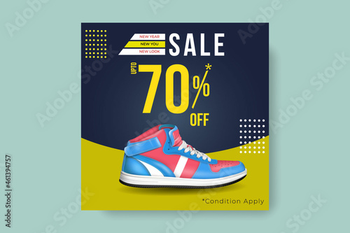 Sport fashion shoes brand product Social media banner post template