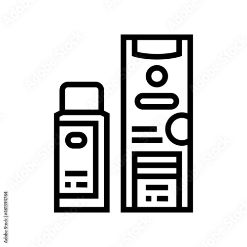 clarifier and oxide packages for hair coloring line icon vector. clarifier and oxide packages for hair coloring sign. isolated contour symbol black illustration
