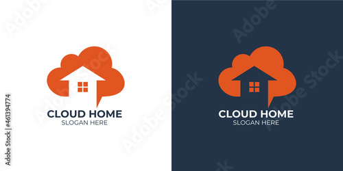elegant cloud house logo set photo