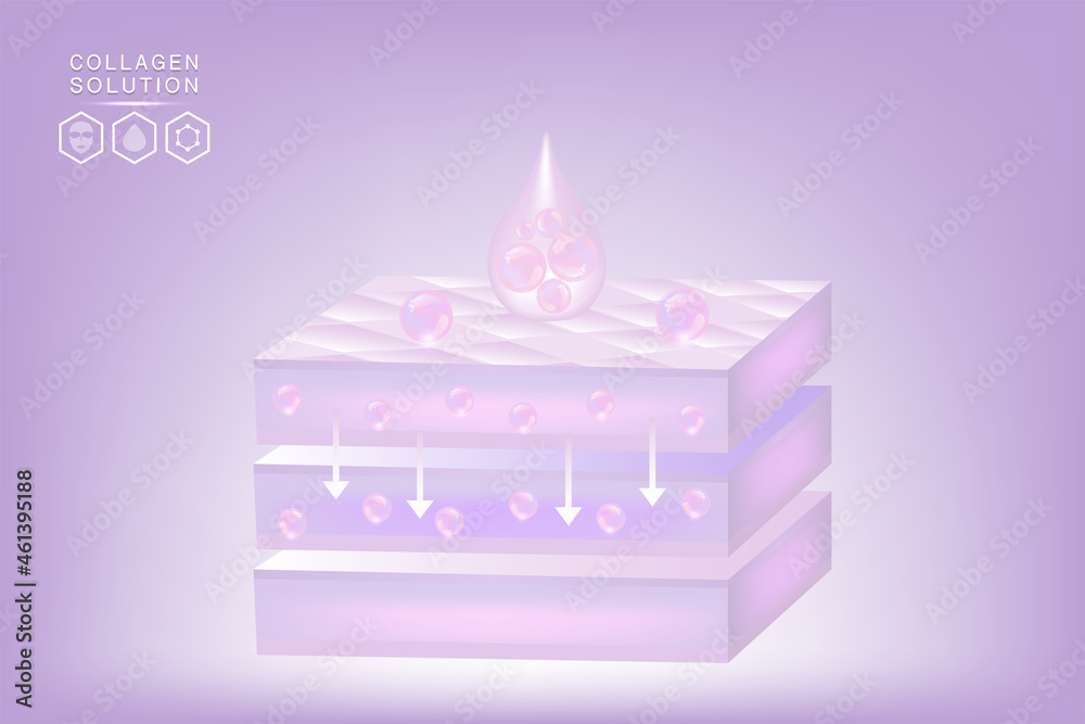 Hyaluronic acid skin solutions ad, purple collagen serum drops with cosmetic advertising background ready to use, illustration vector. Hyaluronic acid skin solutions ad, purple collagen serum drops with cosmetic advertising background ready to use, illustration vector.