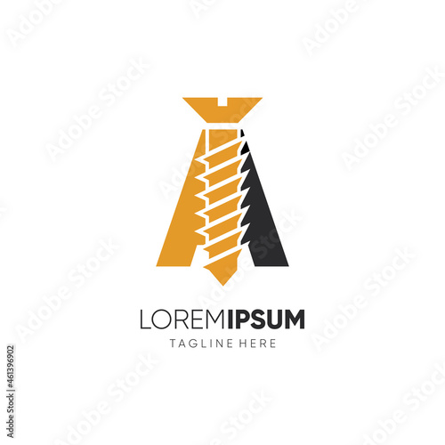 Letter A Initial Screw Logo Design Vector Icon Graphic Emblem Illustration Background Template