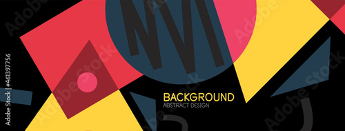 Abstract background. Blocks, lines, triangles, circles composition. Techno or business concept for wallpaper, banner, background, landing page
